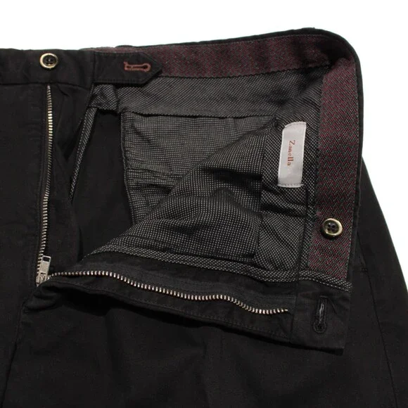 Zanella NWT Chinos / Casual Pants Size 34 US Noah In Solid Black Cotton Blend